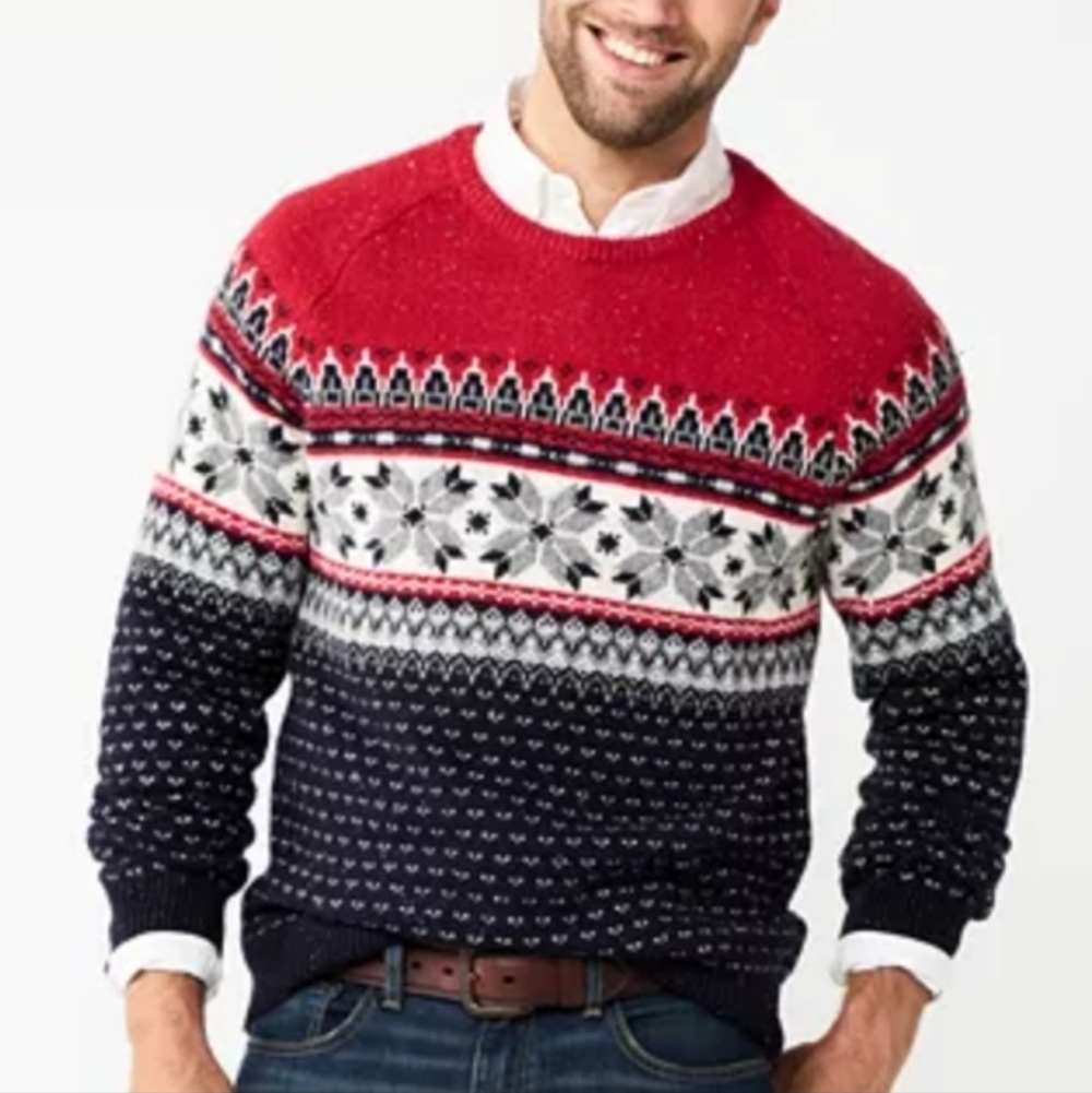 Winter Fair Isle Knit Sweater Thick Warm Sz XL Like New NWOT